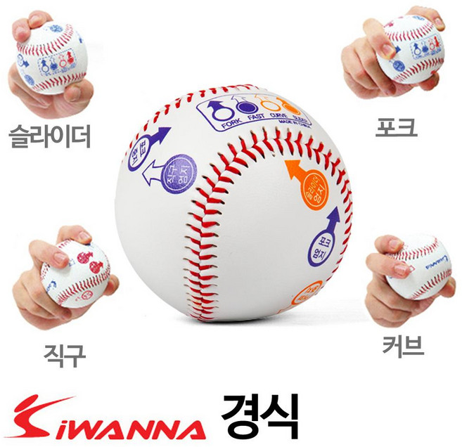 i워너 투수 변화구 그립표시 경식 야구공 커브 베이스볼 슬라이더 포크볼 경식야구공, 1개