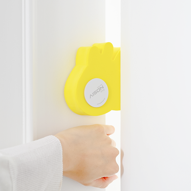 [아이손] 국내생산 손바닥 회전식 손끼임방지 부착형 도어쿠션, 1개, 노랑