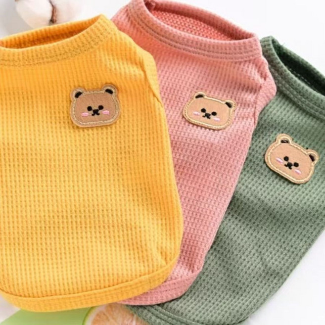 BROWMODA 따뜻한 기모 반려동물 맨투맨 어린강아지 고양이 외출복, 옐로우,그린,핑크 3개입