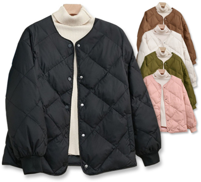 바이얼리/넉넉한 오버핏 누빔 패딩점퍼 /퀼팅점퍼 /깔깔이 /숏패딩 /도톰한 볼륨감 /빅사이즈 /BYERLY