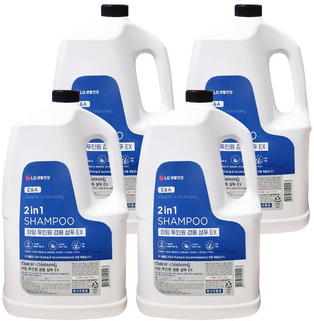 차밍 2in 1 대용량 투인원 겸용 샴푸 리필, 4.2L, 4개
