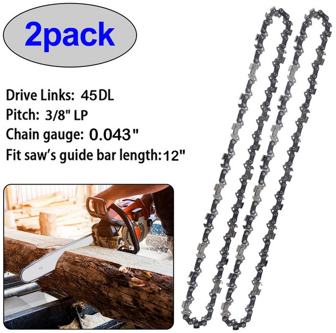 1/2/3x 12인치 휴대용 금속 체인톱 체인 45 DL 3/8인치 LP 전기톱 액세서리 교체용 0 043인치 게이지, 2pcs