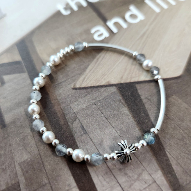 루체 실버 925 묵주팔찌 원석 진주 [에브리데이윤] Free사이즈, 1개