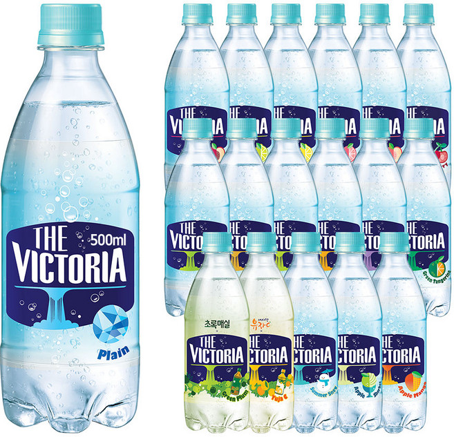 웅진식품 더 빅토리아 18가지맛(플레인 자두 라임 레몬 자몽 복숭아 체리 청포도 파인애플 그린애플 배 밸런스핏 청귤 초록매실 유자 썸머스노우 애플셔벗 애플망고), 18개, 500ml