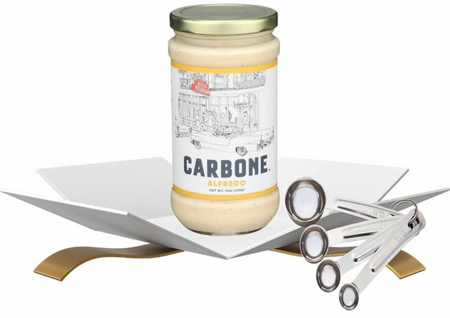 Carbone Alfredo 파스타 소스 (425.2g(15온스) 크리미 준비 및 서빙 조절을 위한 계량 스푼 포함 번들 — 선물 세트 (2개) 241196, Carbone Alfredo 파스타 소스 (425.2g, 425.2g, 1