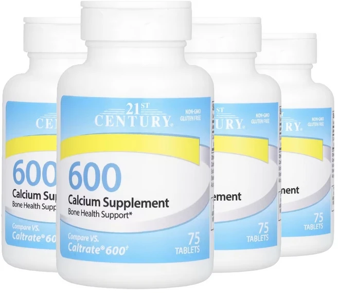 2+2 21st 센추리 칼슘 보충제 600mg 마그네슘실리케이트 75정, 4개 - 쿠팡