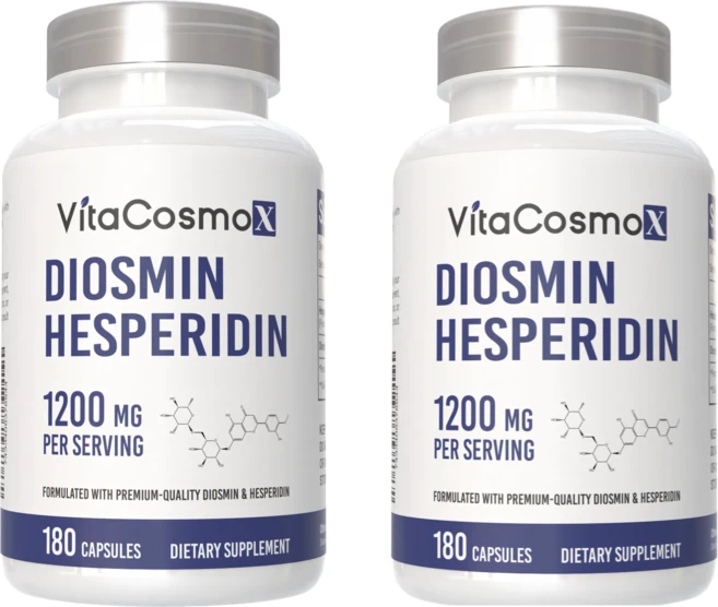 VitaCOS 코스moX Diosmin 헤스페리딘 1200mg 복합체 180캡슐 시트러스 바이오플라보노이드 풍부한 과일 추출물 100% 채식주의자 GMO 프리 및 글루텐, 2개, 180정 - 쿠팡