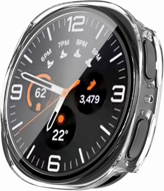 밴드톡 갤럭시워치8 케이스 강화유리 베젤링 액정 보호 커버 갤워치8 40mm/44mm 호환, 투명