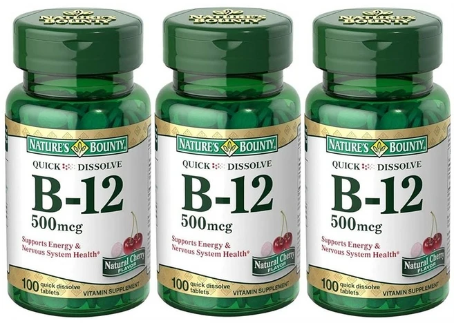 네이처스바운티 비타민 B12 500MCG 100정 3통, 3개 - 쿠팡