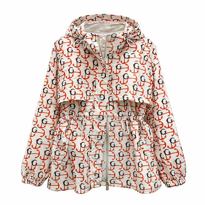 레크레아 로고패턴 후드 여성골프 바람막이 점퍼 자켓