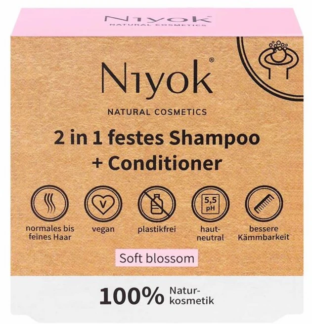 니욕 Niyok 고체 비누형 샴푸바 2in1 샴푸 & 컨디셔너 블라썸 80g, 1개 - 쿠팡