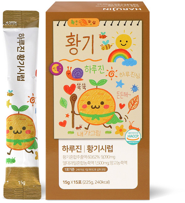 하루진 황기시럽 황기스틱 맥문동 가시오가피 오미자 함유 1박스, 15개, 15g