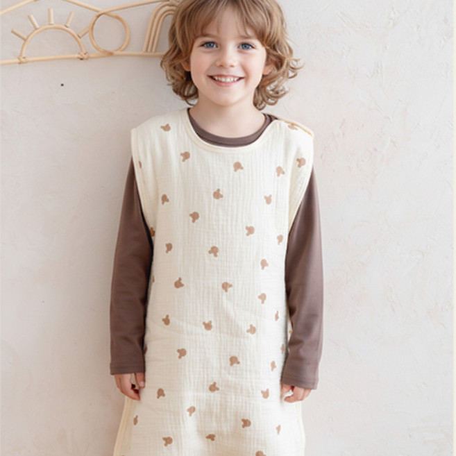 불로홈 아기 신생아 사계절 거즈 잠옷 수면조끼 실내복