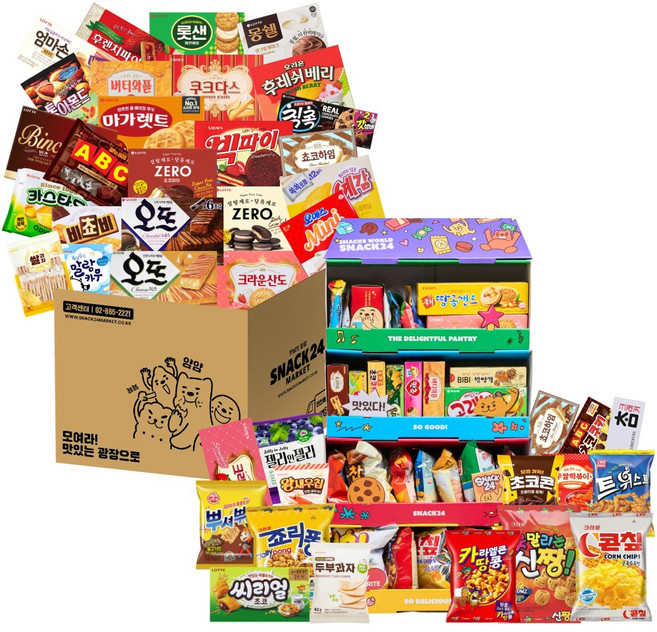 스낵24 사무실 탕비실 대용량 한달살기 과자집 팬트리 과자세트, 1세트, 54종