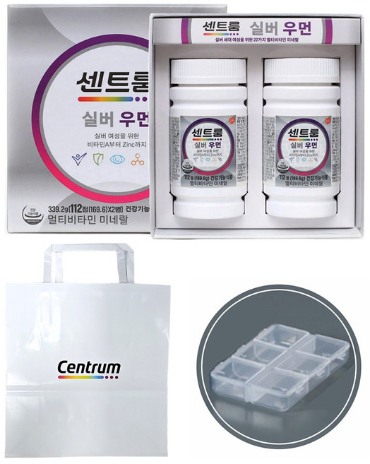 센트룸 실버 우먼 112정x2개+전용쇼핑백+6칸 알약케이스, 1세트, 224정