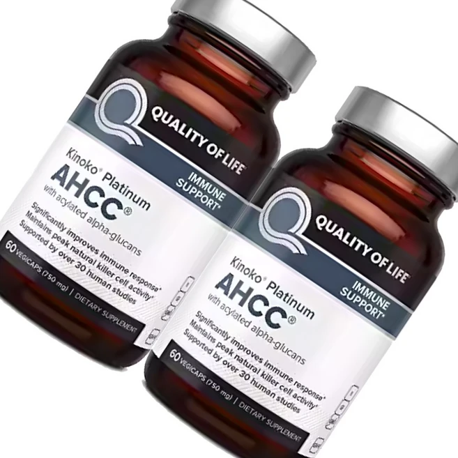 AHCC Kinoko Platinum 750mg 60정 표고버섯추출물 미국직수입, 60회분, 2개 - 쿠팡
