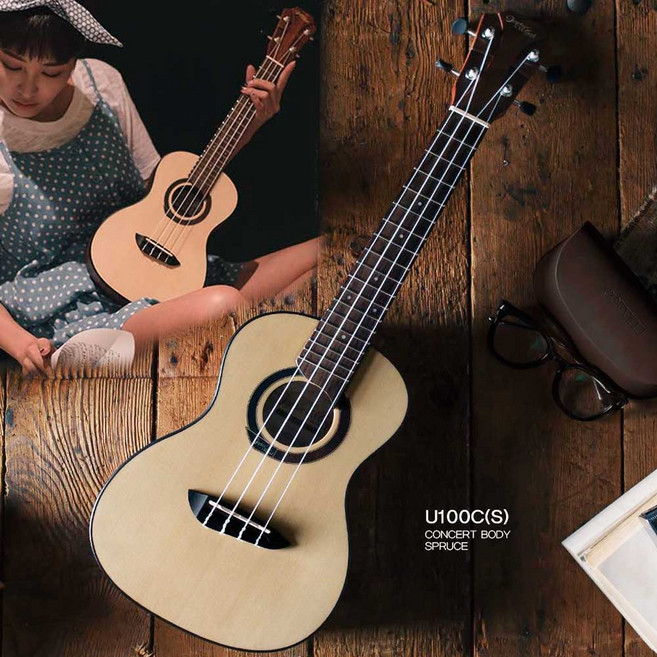 고퍼우드 U100C 우쿨렐레 콘서트 (스프러스 SPRUCE색상) 우쿠렐레 입문추천 UKULELE, 1개