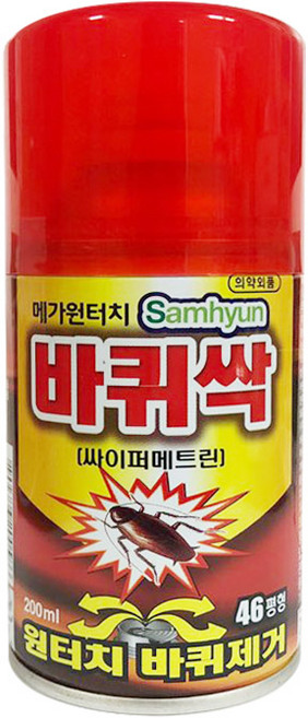 삼현제약 메가원터치 바퀴싹 200ml 46평형 살충제, 3개