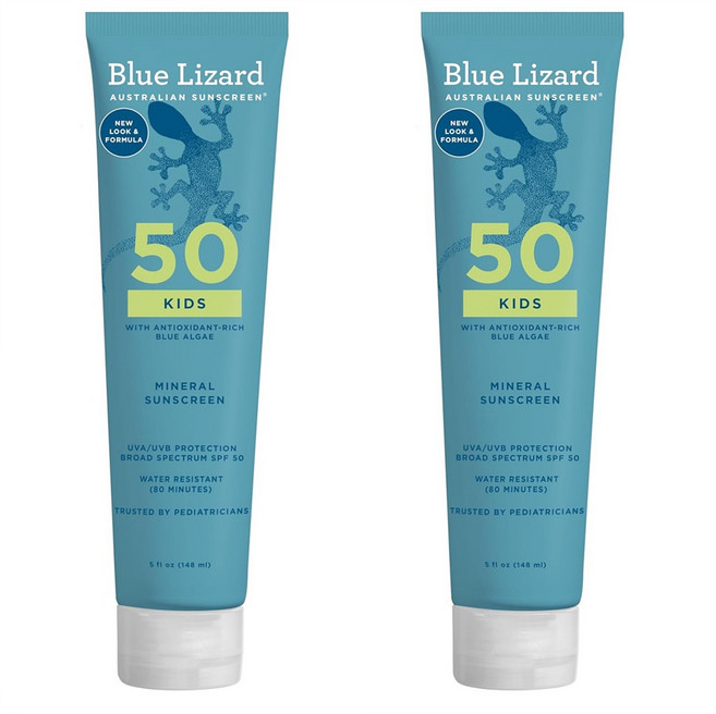 BLUE LIZARD Kids Sunscreen Lotion 블루 리자드 키즈 선크림 SPF 50+ 5oz, 2개, 148ml