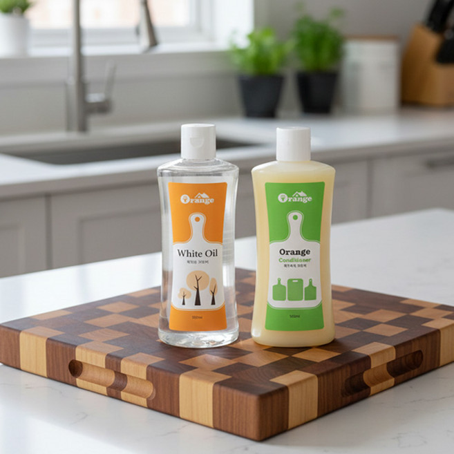 오렌지 화이트오일(미네랄오일)원목도마관리 엔드그레인도마 라탄 원목가구오일(500mL) 도마왁스오일 (500mL) 키트, 1개