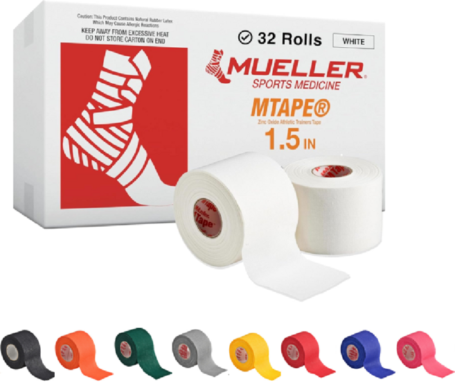 Mueller 뮬러 M테이프 C테이프 스포츠 테이핑 압박 고정, 화이트, 3개