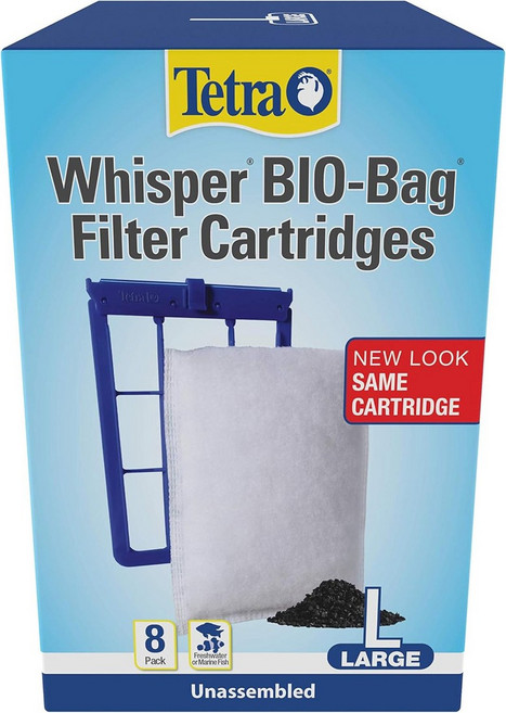 테트라 위스퍼 바이오백 필터 수족관 카트리지 담수 및 해양 어류용 대형 냄새와 변색을 제거하고 조립이 간편하며 8개의 파란색, Original, Large - 8 Count