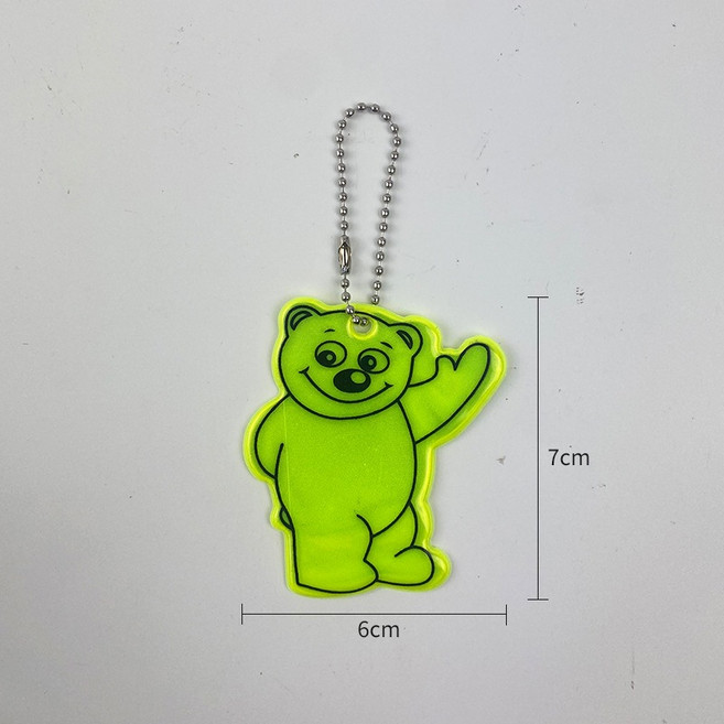 小熊反光吊飾, 09-吊飾-招手大眼熊-螢光綠, 1個