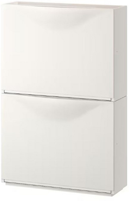 이케아 트로네스 신발장 2칸 현관 수납 벽부착 여닫이 좁은신발장, 화이트