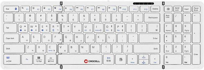 크로셀 C-Flip Pure 무선 블루투스 멀티페어링 3단 접이식 키보드 (화이트), 화이트