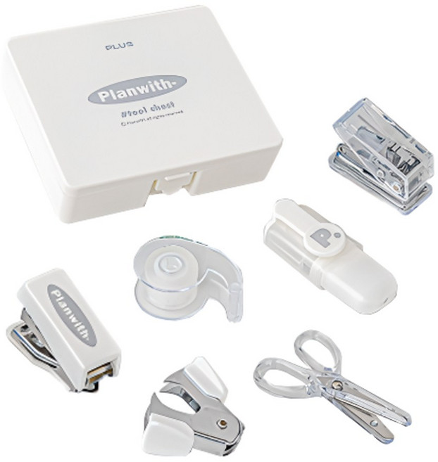 드림널스 실속 휴대용 학용품 8종 미니 문구세트 흰색, 화이트