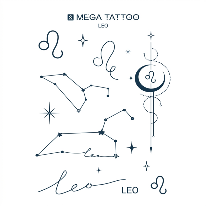 MEGA TATTOO 별자리 타투스티커 12종(택1), 1개, Leo 사자자리