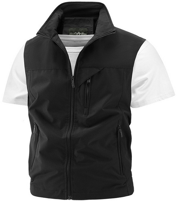 FANSYLI 남성 아웃도어 카고 조끼 봄 가을 빅사이즈 트레이닝 조끼 중장년 멀티포켓 낚시 조끼 사진 조끼 W2512D08