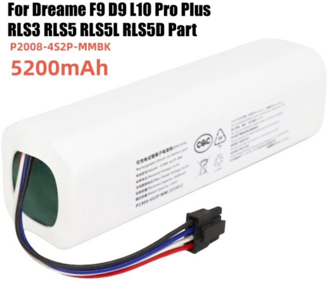 Dreame F9 D9 L10 Pro Plus RLS3 액세서리 부품 용 기존 14V 9800mAh P2008-4S2P-MMBK 교체 배터리, 05 6500mAh