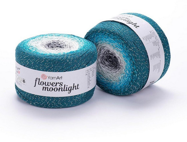 YarnArt Flowers Moonlight – 메탈릭 루렉스가 있는 그라데이션 면 아크릴 실 250g(9.17온스) 1093야드 - 코바늘 뜨개질 뜨개질 숄 및 DI, 3289