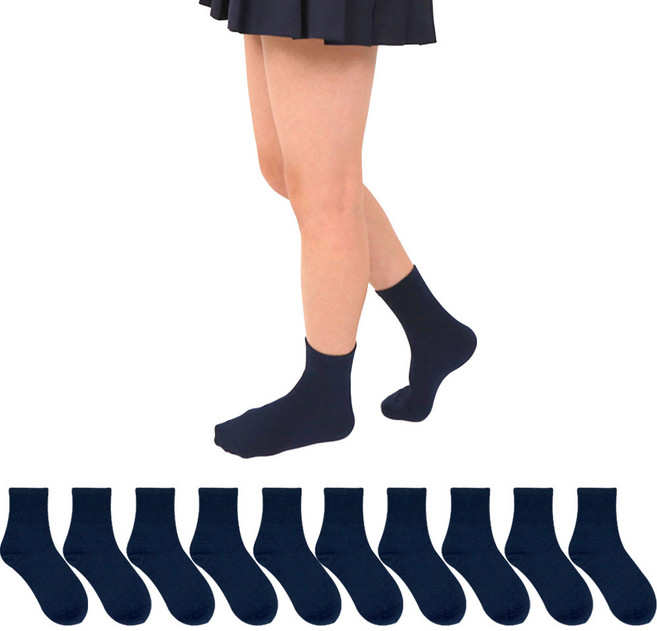 플러스코튼 여성용 프리미엄 하프밴드 무지 중목 양말 9컬러 10켤레 세트