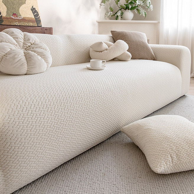 엔조이텍스타일즈 풀커버 일체형 고탄력 사계절 소파 커버, 1개, 화이트