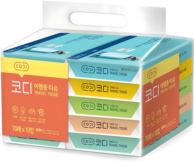 코디 여행용 티슈, 70매, 10개