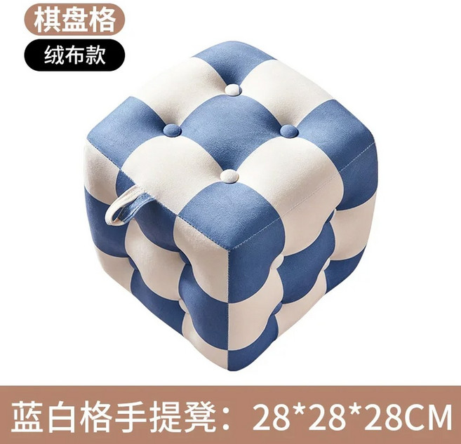바둑판 복도 오토만 거실 및 의자 고탄성 스폰지 스텝 벨벳 원단 푸프 보관함, 2