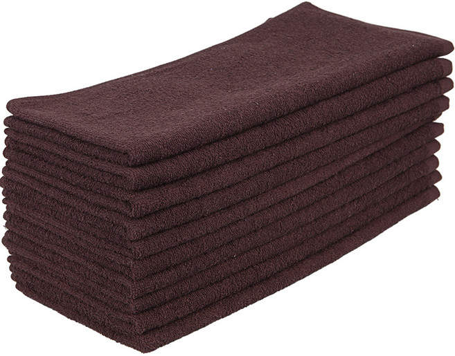 수건1번지 업소용 얇은 수건 타올 미용 소 55g 10매 32x72cm, 10개, 밤색