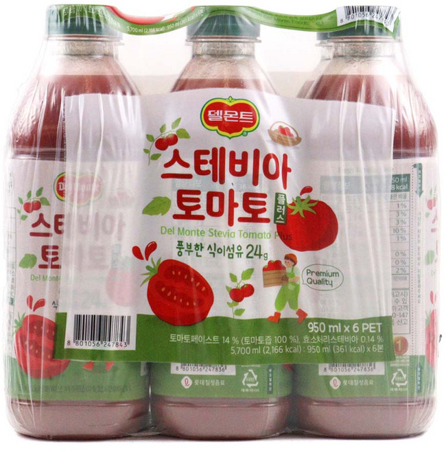 델몬트 스테비아 토마토주스, 950ml, 6개