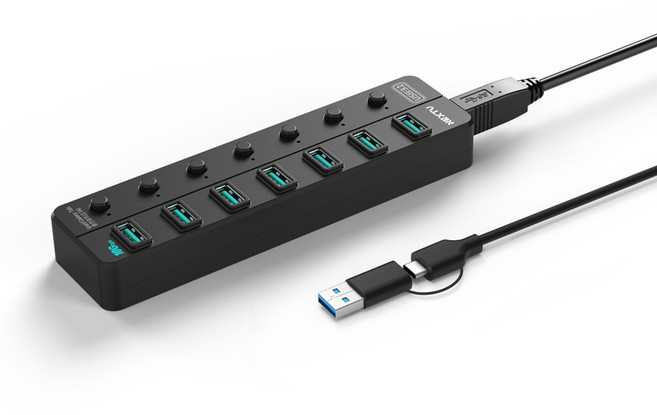 넥스트유 유전원 7포트 USB3.2 10G 멀티허브 NEXT-807U3-10G, 7포트 USB허브-[NEXT-807U3-10G], 1개