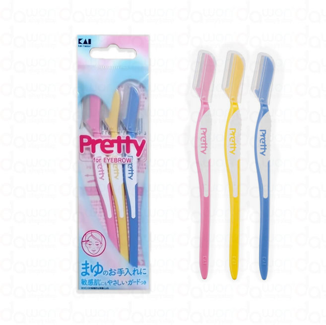 카이 KAI Pretty 눈썹칼 (3P), 핑크노랑파랑, 1개