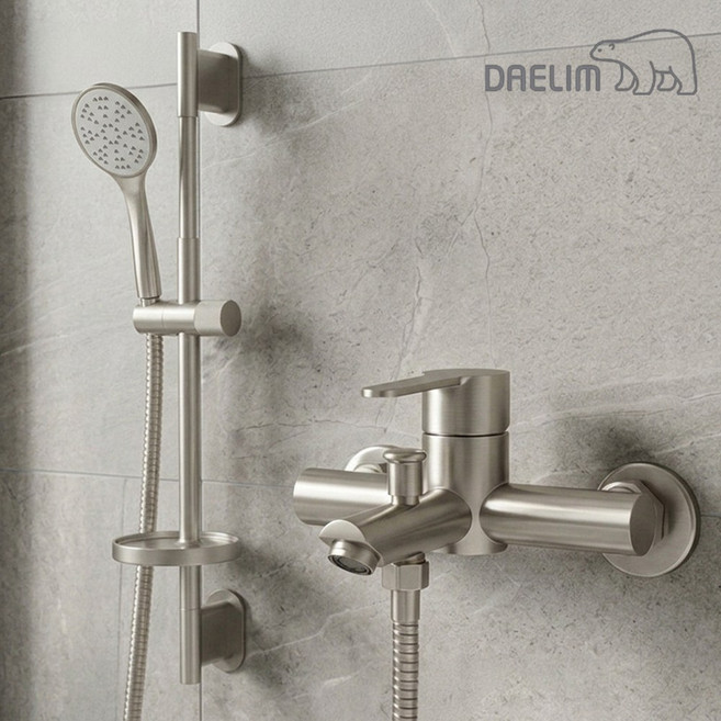 대림바스 샤워수전 니켈 가변형 슬라이드바 DL-B2113SN DL-S4116SN 세트, 1개, 니켈사틴