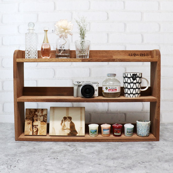 나무로말하다 멀바우 선반 미니 2단 3단 스탠드 주방 식탁 진열대, 03_ 멀바우 3단 선반