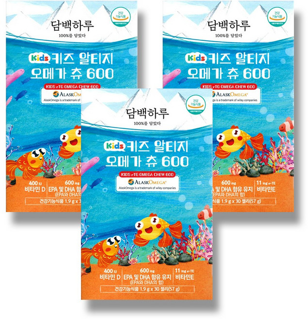 담백하루 키즈 알티지 오메가 츄 600 30p, 57g, 3개