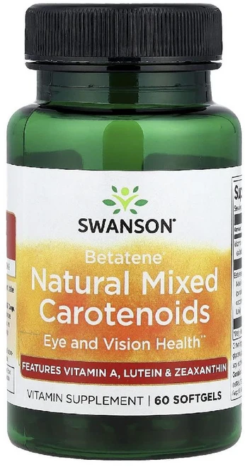 스완슨 카로티노이드 베타 카로틴 Betatene 소프트젤 60정, SwansON 온, Betatene 천연 혼합 카로티노, 1개 - 쿠팡