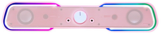 로이체 RGB LED 게이밍컴퓨터 PC 스피커 사운드바, 1개, 베이비 핑크