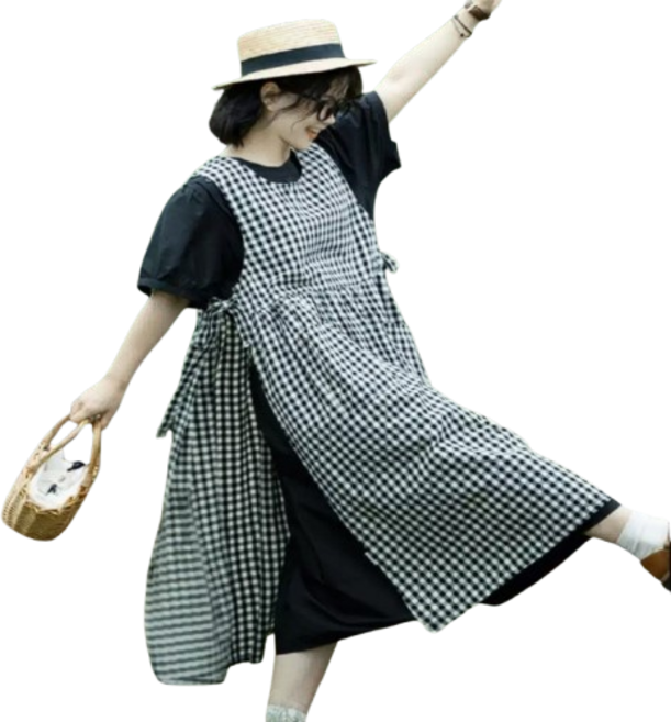 파키즈 원피스 어린이집 주방 카페 앞치마, 블랙, 1개