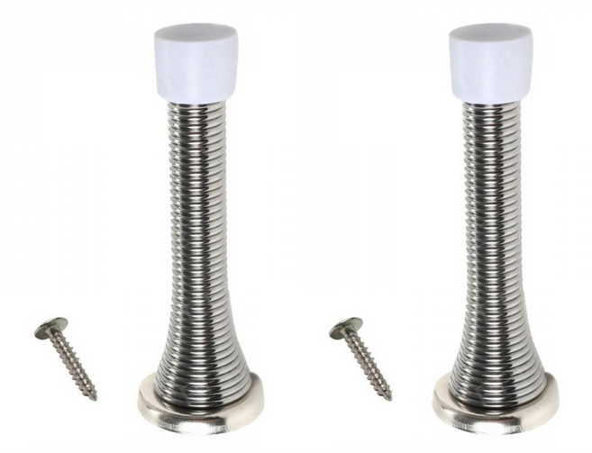 아이베란다 도어 스토퍼 탄성스프링 문충격 방지, 실버, 2개