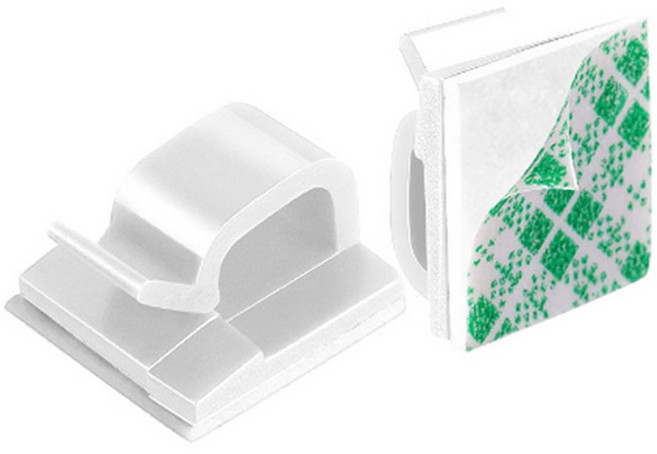 케이블 정리도구 부착식 클램프 테이프 간편설치 전선정리, 1개, A) 14X20mm화이트